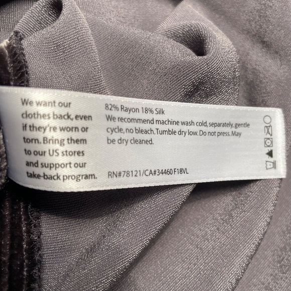 EILEEN FISHER CHARCOAL VELVET BACK TIE SHIFT - Picture 4 of 6